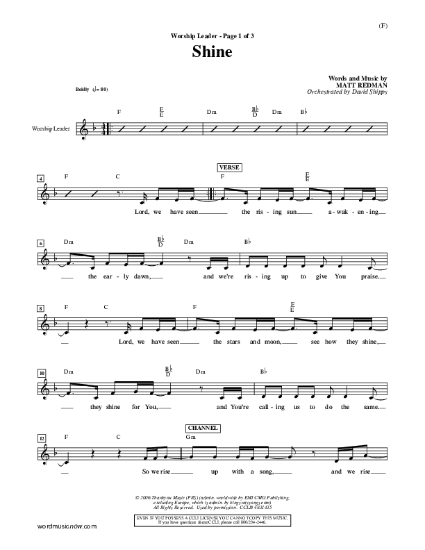 Shine Lead Sheet (Matt Redman)