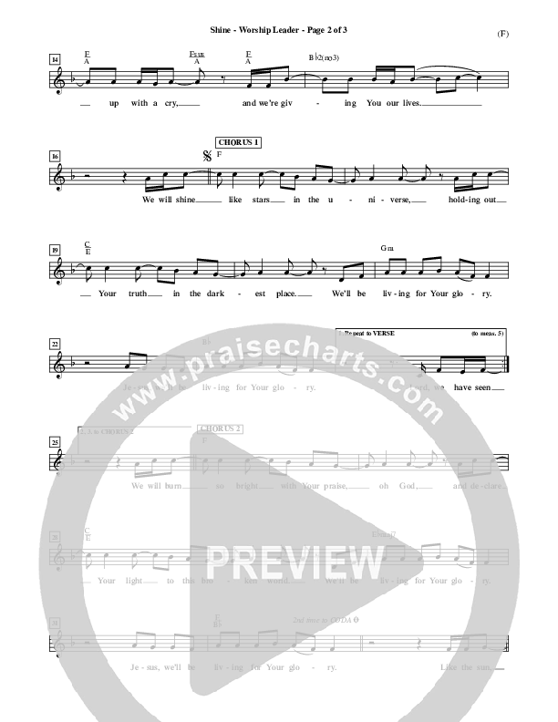 Shine Lead Sheet (Matt Redman)