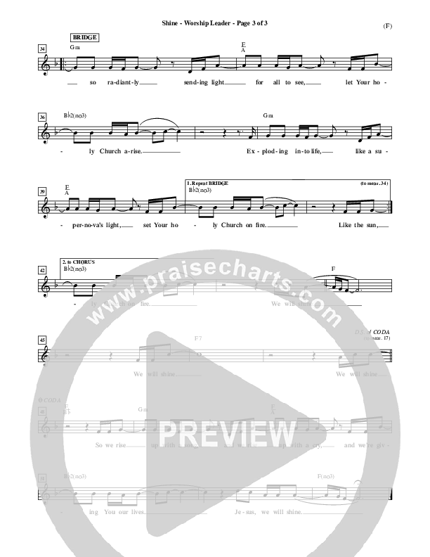 Shine Lead Sheet (Matt Redman)