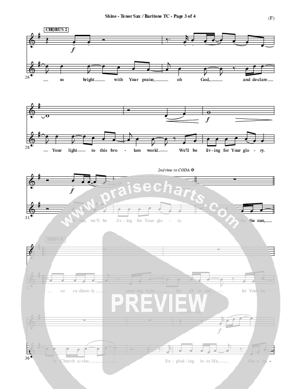 Shine Tenor Sax/Baritone T.C. (Matt Redman)