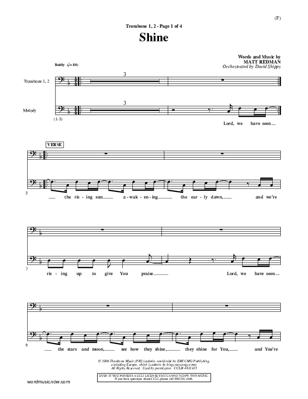 Shine Trombone 1/2 (Matt Redman)