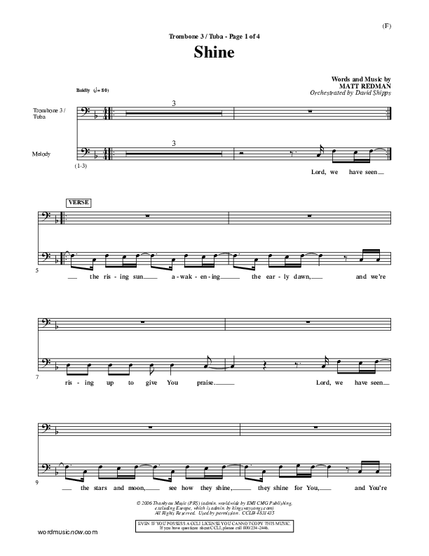 Shine Trombone 3/Tuba (Matt Redman)