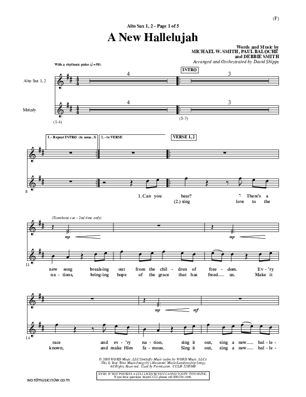 A New Hallelujah Alto Sax 1/2 (Michael W. Smith)