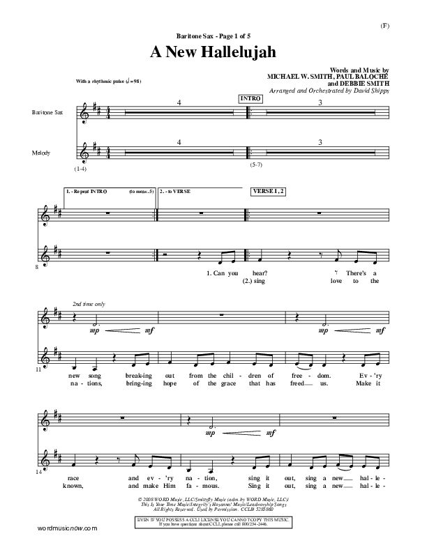 A New Hallelujah Bari Sax (Michael W. Smith)