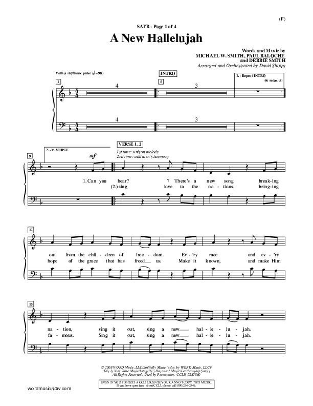 A New Hallelujah Choir Vocals (SATB) (Michael W. Smith)