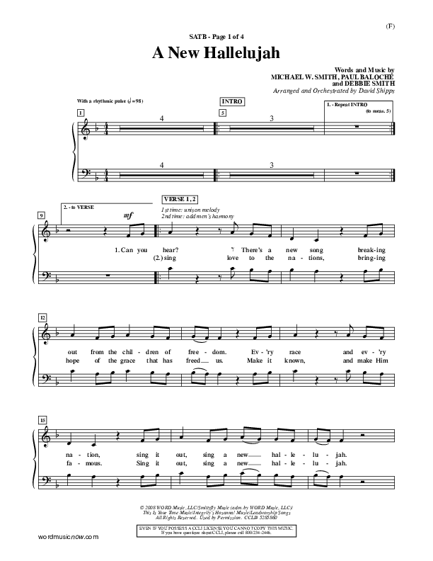 A New Hallelujah Choir Sheet (SATB) (Michael W. Smith)