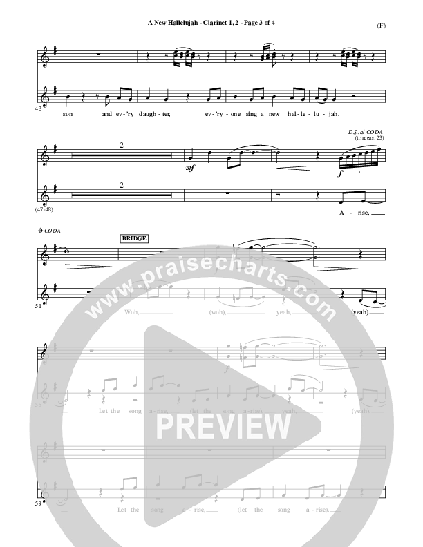 A New Hallelujah Clarinet 1/2 (Michael W. Smith)