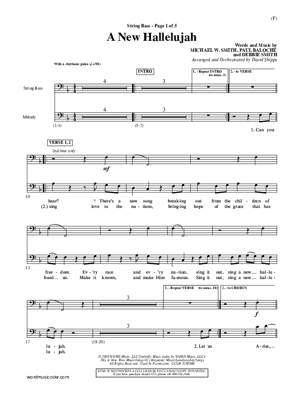 A New Hallelujah Double Bass (Michael W. Smith)
