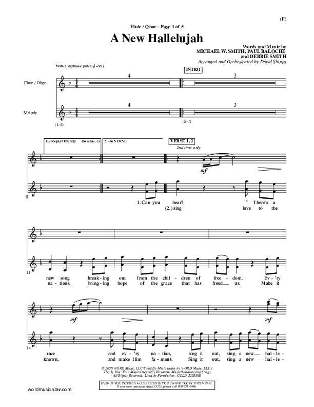 A New Hallelujah Flute/Oboe (Michael W. Smith)