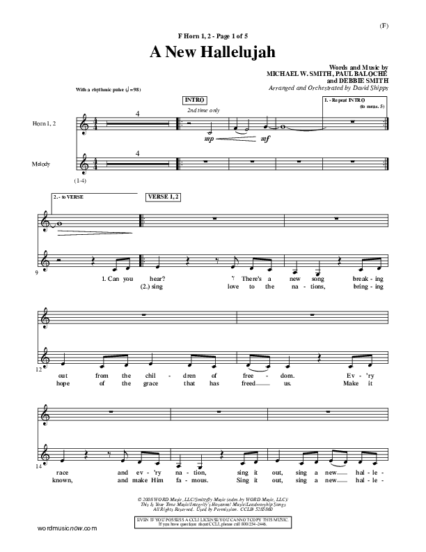 A New Hallelujah French Horn Sheet Music PDF (Michael W. Smith