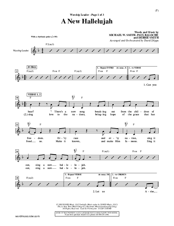 A New Hallelujah Lead Sheet (Michael W. Smith)