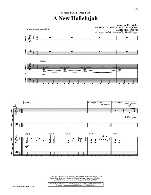 A New Hallelujah Piano/Vocal (SATB) (Michael W. Smith)