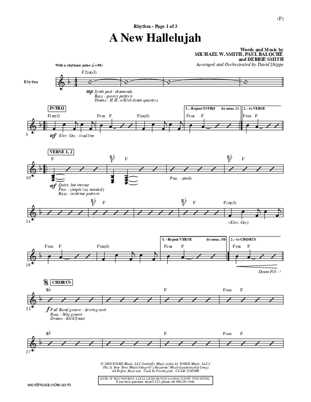 A New Hallelujah Rhythm Chart (Michael W. Smith)