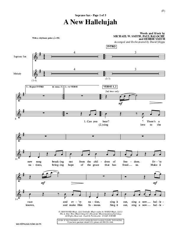 A New Hallelujah Soprano Sax (Michael W. Smith)