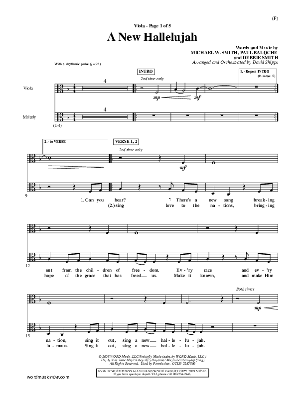 A New Hallelujah Viola (Michael W. Smith)