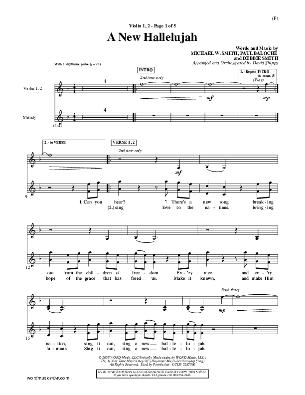 A New Hallelujah Violin 1/2 (Michael W. Smith)