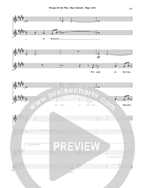 Prepare Ye The Way Bass Clarinet (Michael W. Smith)