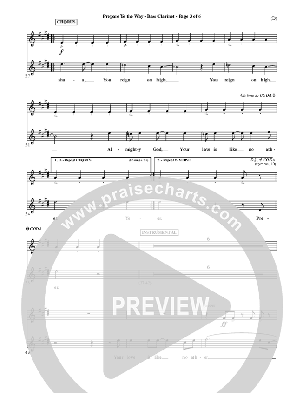 Prepare Ye The Way Bass Clarinet (Michael W. Smith)