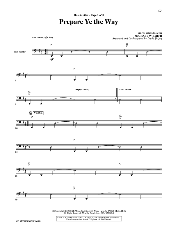 Prepare Ye The Way Bass Guitar (Michael W. Smith)