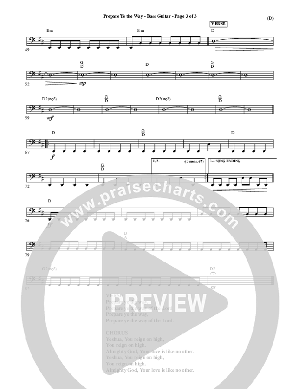 Prepare Ye The Way Bass Guitar (Michael W. Smith)