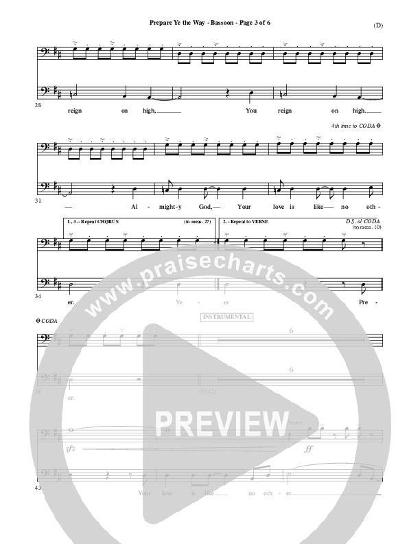 Prepare Ye The Way Bassoon (Michael W. Smith)