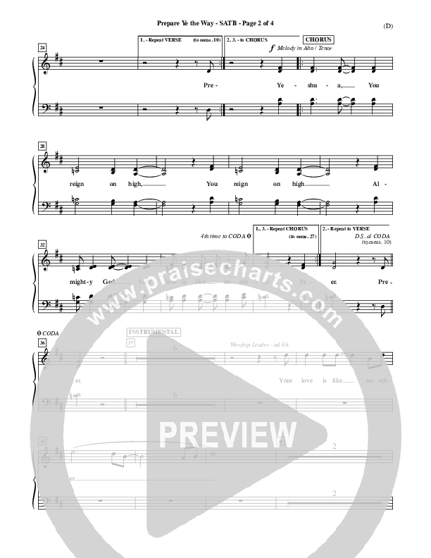 Prepare Ye The Way Choir Sheet (SATB) (Michael W. Smith)