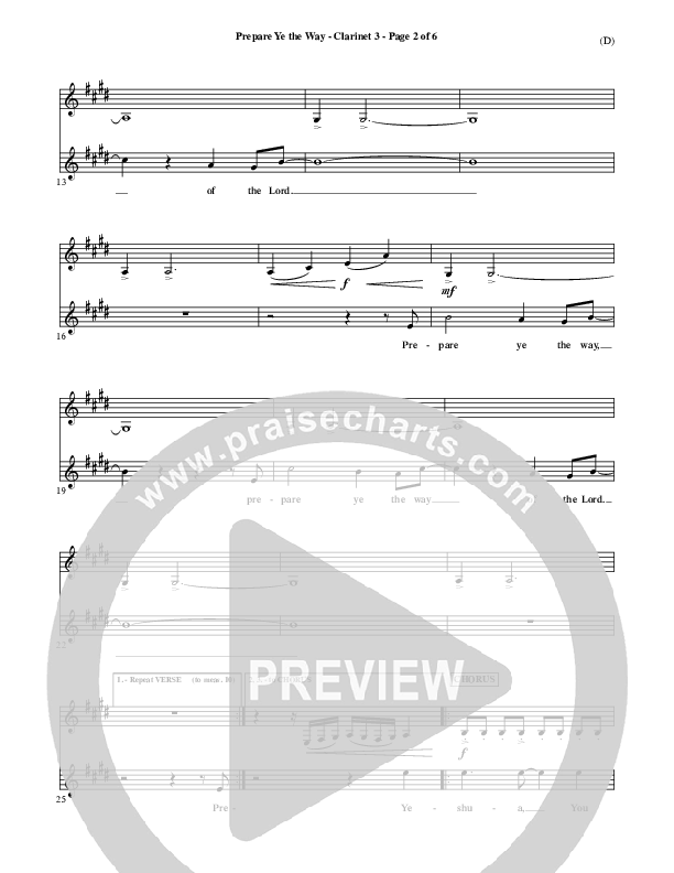 Prepare Ye The Way Clarinet 3 (Michael W. Smith)
