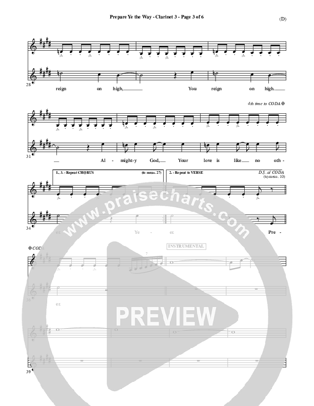 Prepare Ye The Way Clarinet 3 (Michael W. Smith)