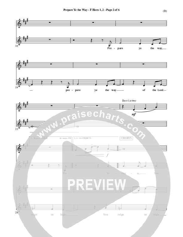 Prepare Ye The Way French Horn 1/2 (Michael W. Smith)