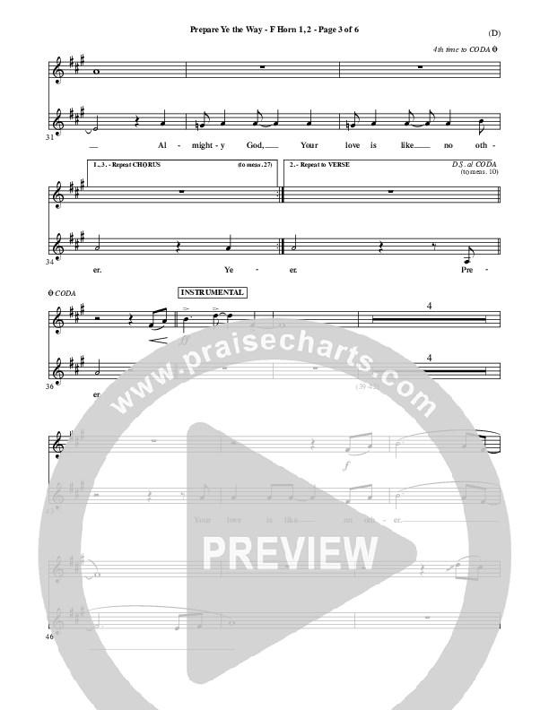 Prepare Ye The Way French Horn 1/2 (Michael W. Smith)