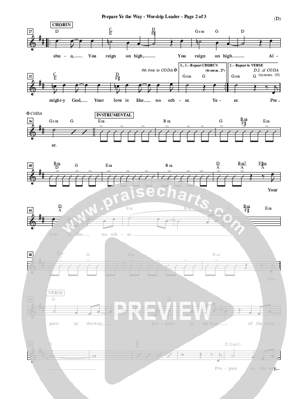 Prepare Ye The Way Lead Sheet (Michael W. Smith)