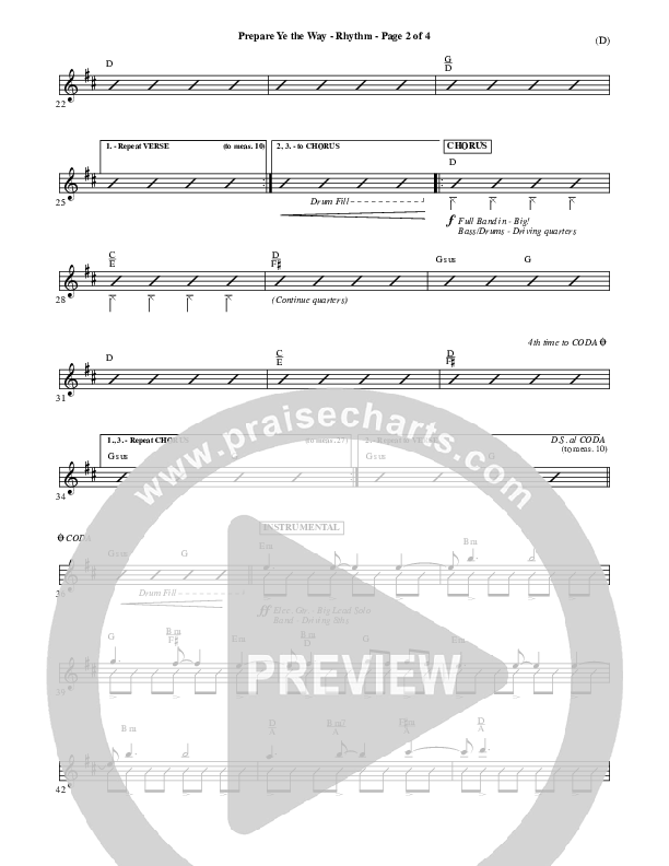 Prepare Ye The Way Rhythm Chart (Michael W. Smith)