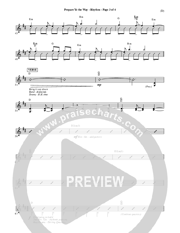 Prepare Ye The Way Rhythm Chart (Michael W. Smith)