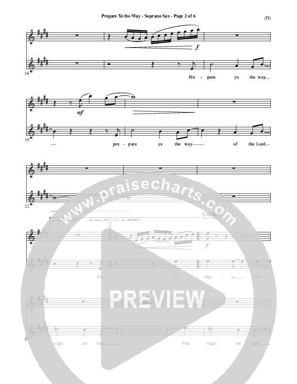 Prepare Ye The Way Soprano Sax (Michael W. Smith)