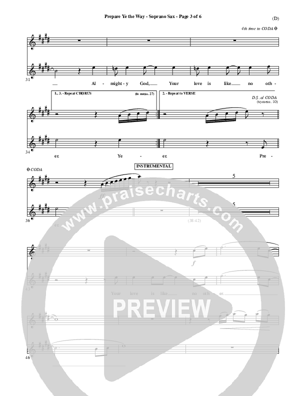 Prepare Ye The Way Soprano Sax (Michael W. Smith)