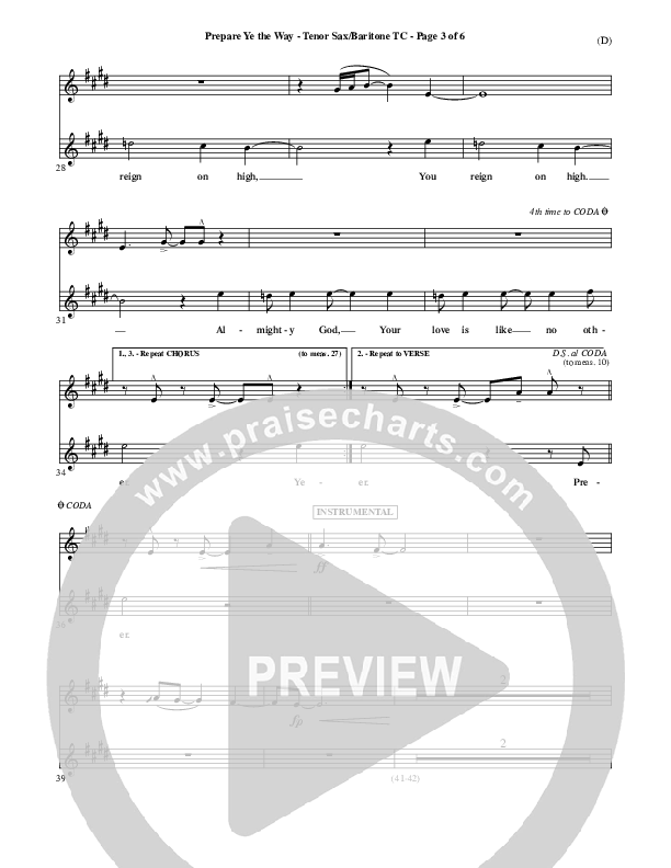Prepare Ye The Way Tenor Sax/Baritone T.C. (Michael W. Smith)