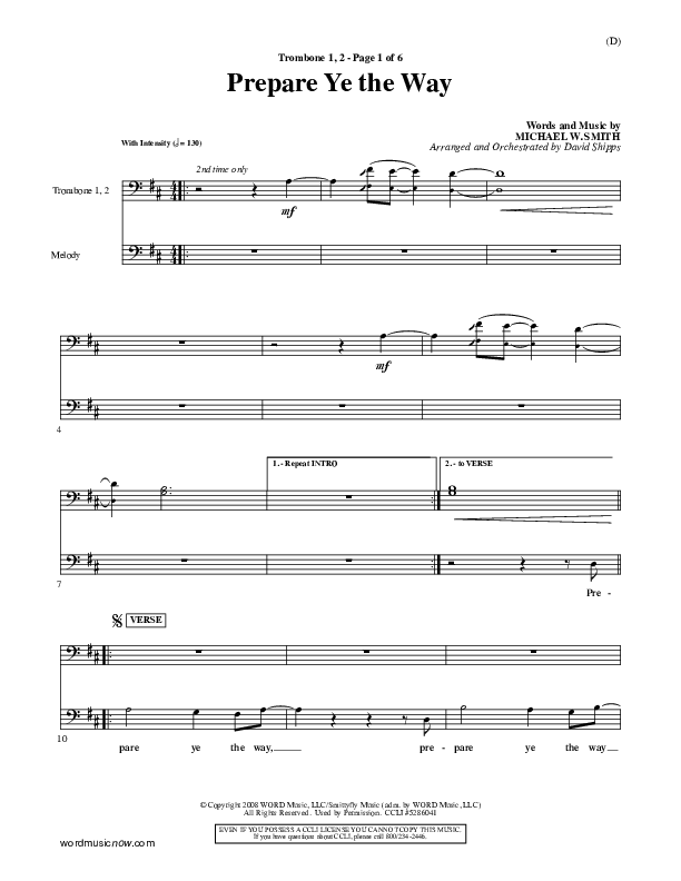 Prepare Ye The Way Trombone 1/2 (Michael W. Smith)