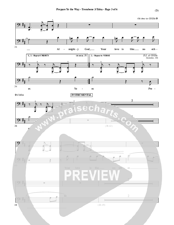 Prepare Ye The Way Trombone 3/Tuba (Michael W. Smith)