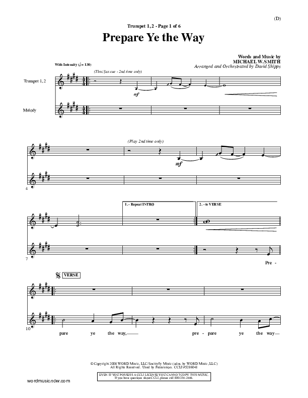 Prepare Ye The Way Trumpet 1,2 (Michael W. Smith)