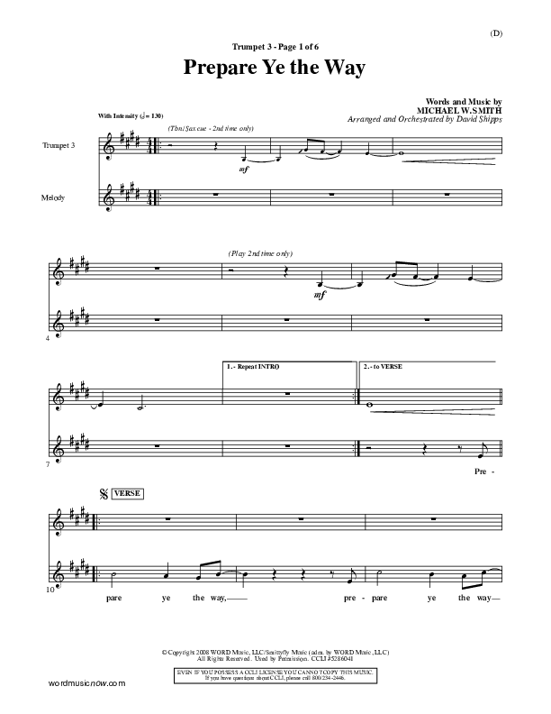 Prepare Ye The Way Trumpet 3 (Michael W. Smith)
