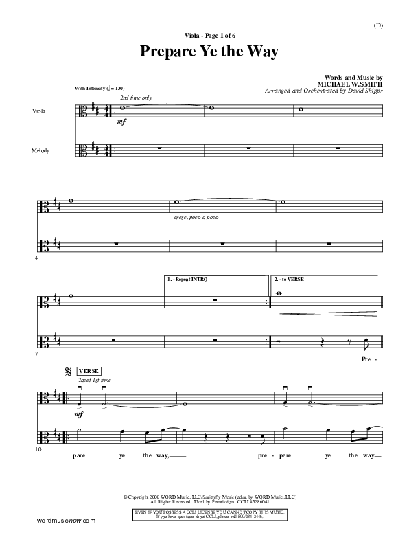 Prepare Ye The Way Viola (Michael W. Smith)