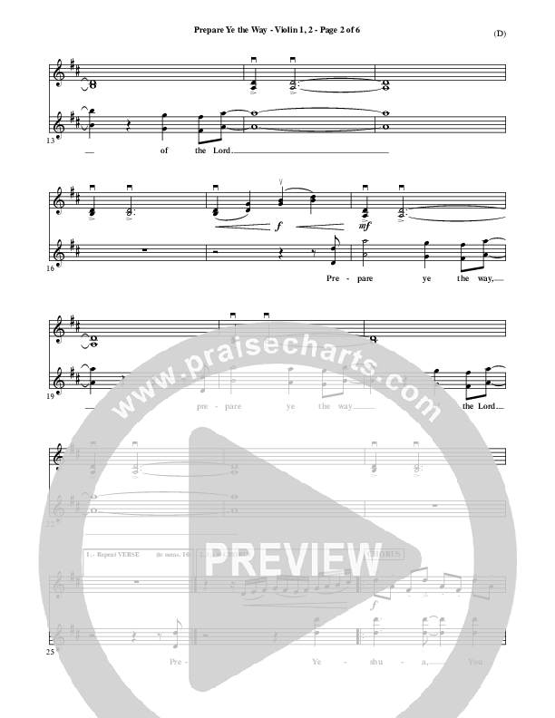 Prepare Ye The Way Violin 1/2 (Michael W. Smith)
