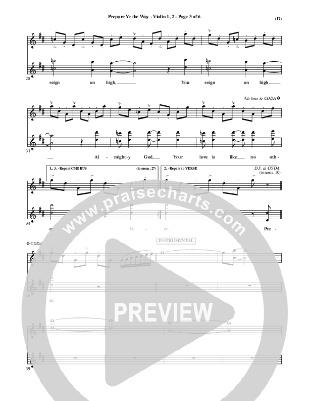 Prepare Ye The Way Violin 1/2 (Michael W. Smith)