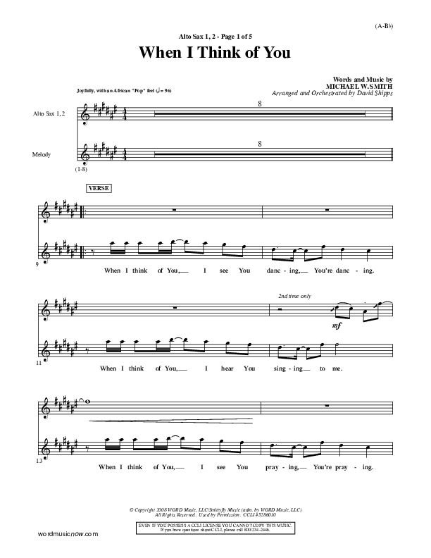When I Think Of You Alto Sax 1/2 (Michael W. Smith)