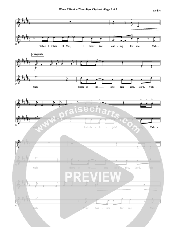 When I Think Of You Bass Clarinet (Michael W. Smith)