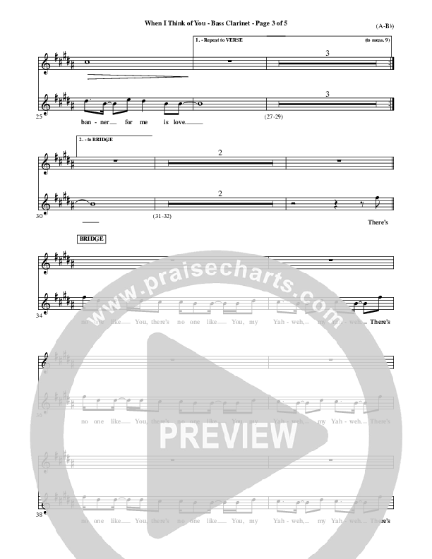 When I Think Of You Bass Clarinet (Michael W. Smith)