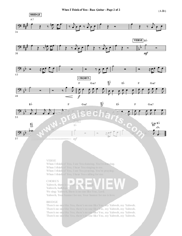 When I Think Of You Bass Guitar (Michael W. Smith)