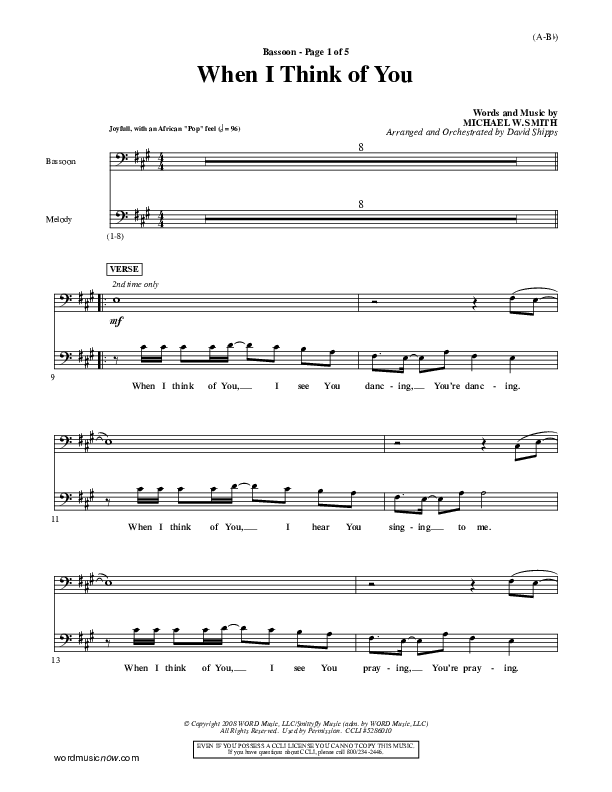 When I Think Of You Bassoon (Michael W. Smith)