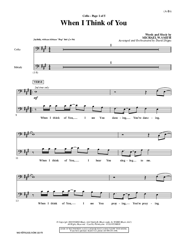 When I Think Of You Cello (Michael W. Smith)