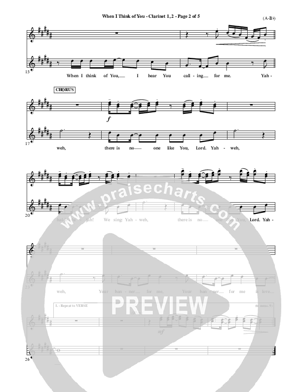 When I Think Of You Clarinet 1/2 (Michael W. Smith)